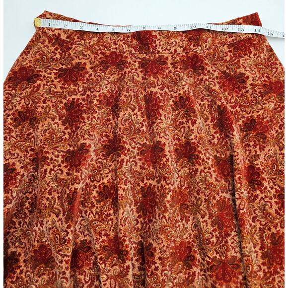 Vtg 70s Crazy Horse Women's 13/14 Maroon Western Floral Midi A-Line Skirt - Picture 4 of 6